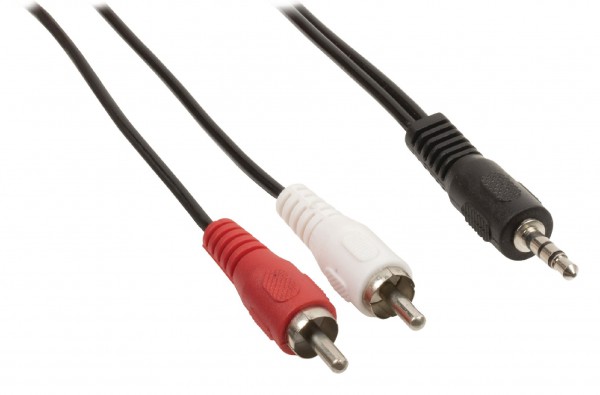 Stereo Klinke Audio Adapterkabel 3,5 mm Stecker - 2x Cinch Stecker 5,00 m schwarz